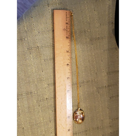 Vintage Unsigned Cabochon Limoges Cameo Portrait Pendant Necklace, Country Scene - Picture 5 of 10